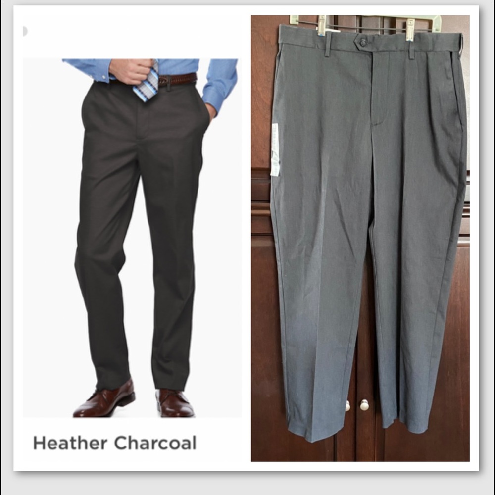 Croft & Barrow Classic Grey Stretch Khaki Pants 34